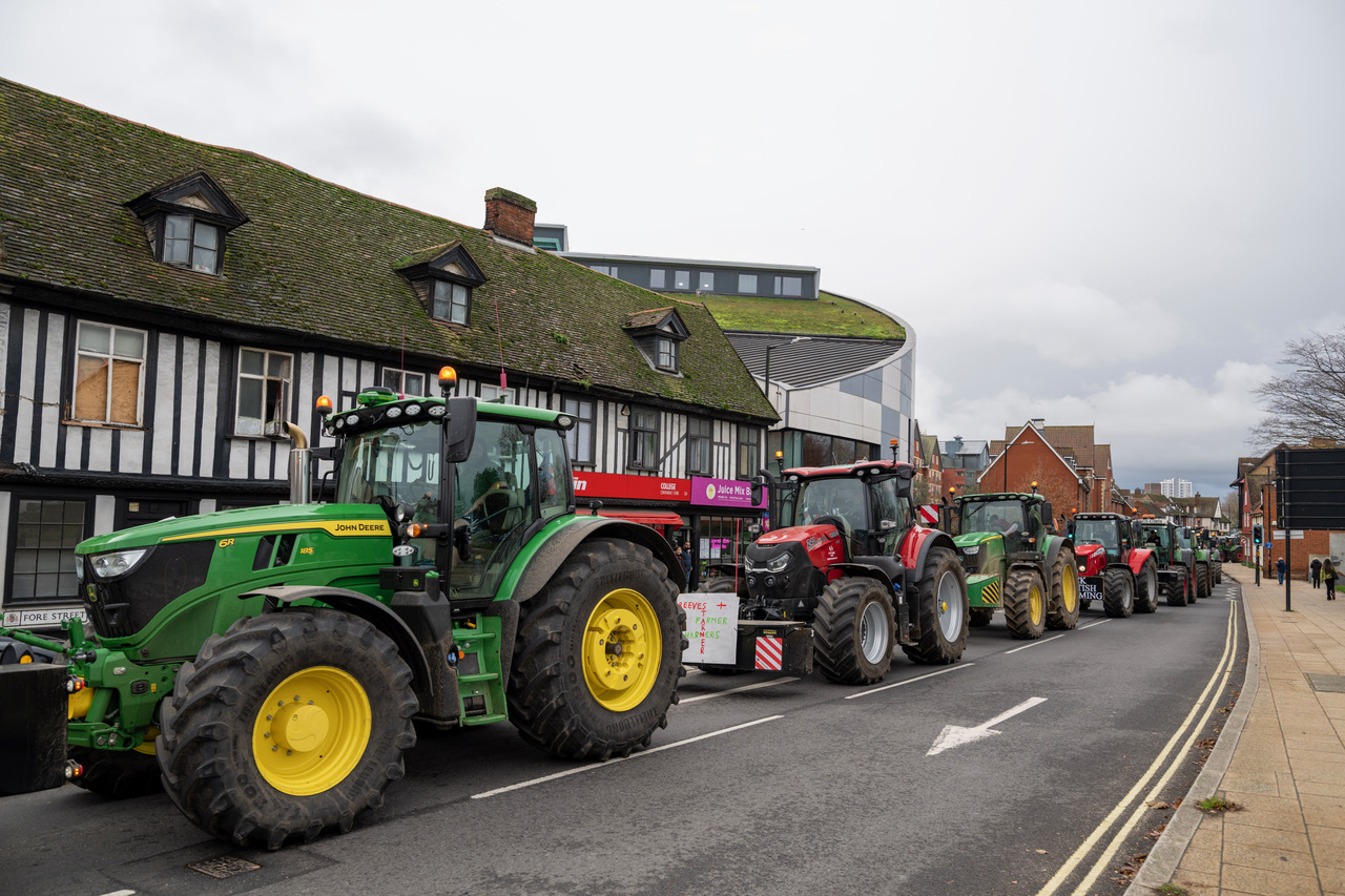 Tractors travelling down Fore Street in Ipswich