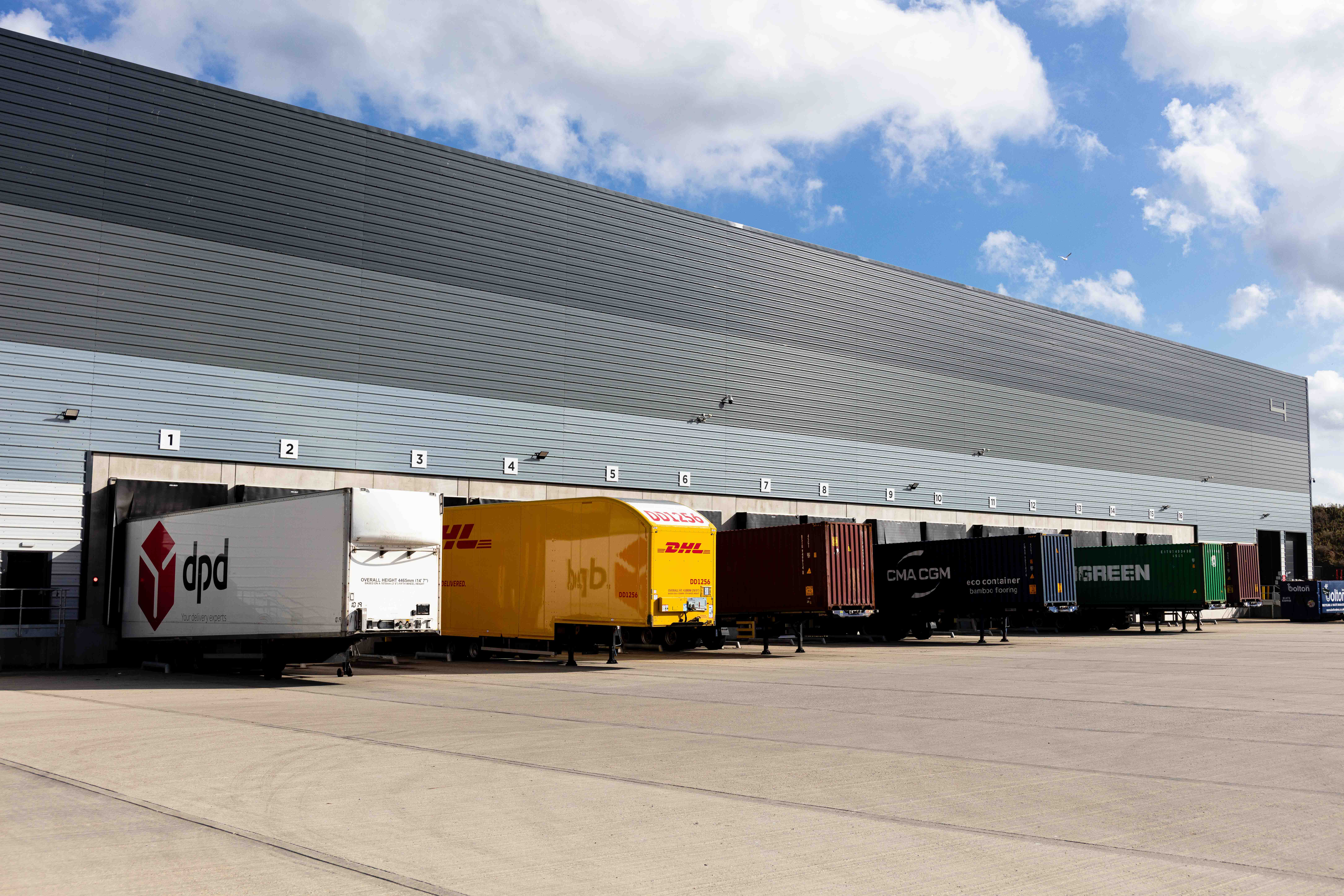 Lorries and building