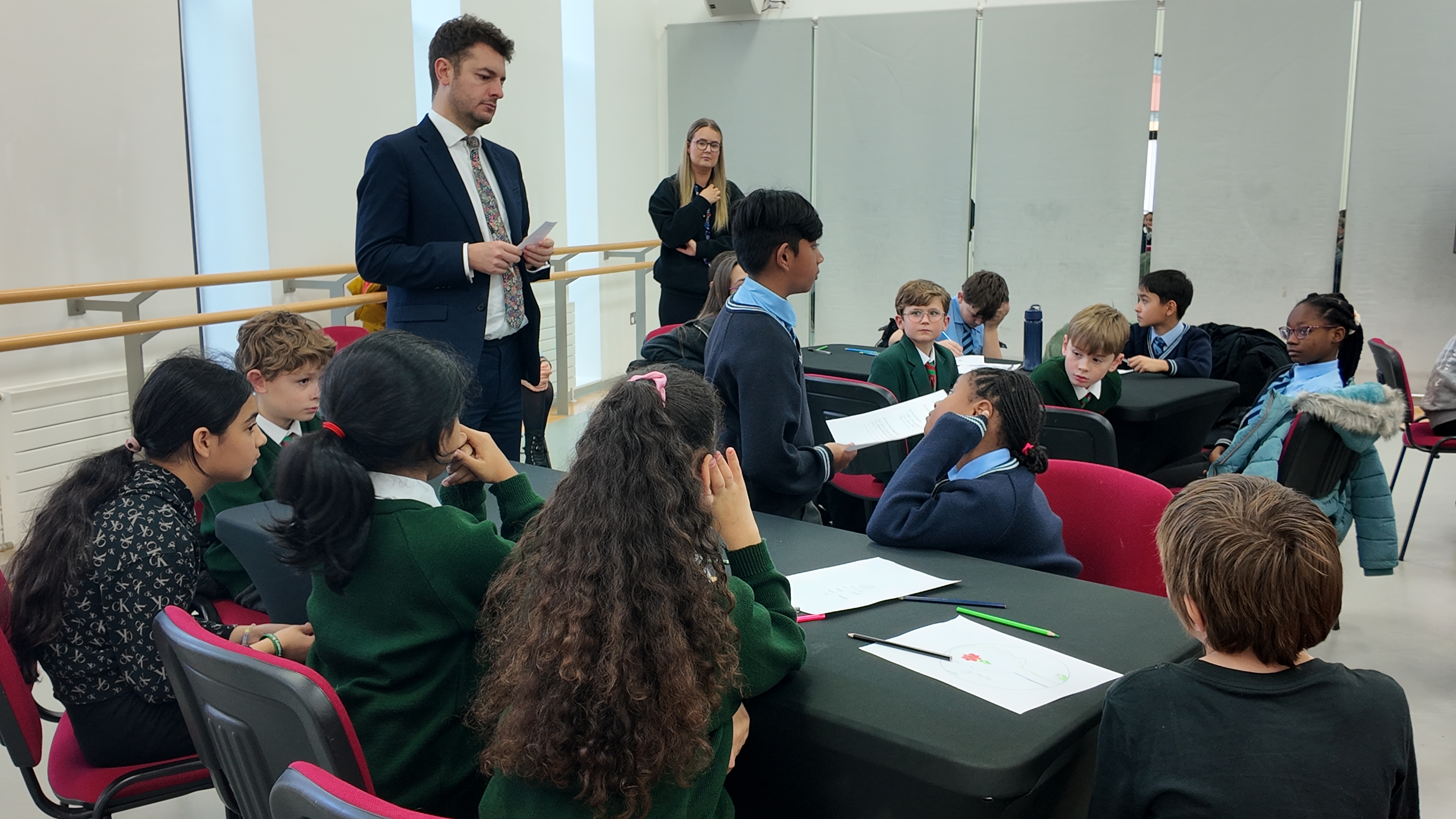 Ipswich MP Jack Abbott with pupils at Dance East
