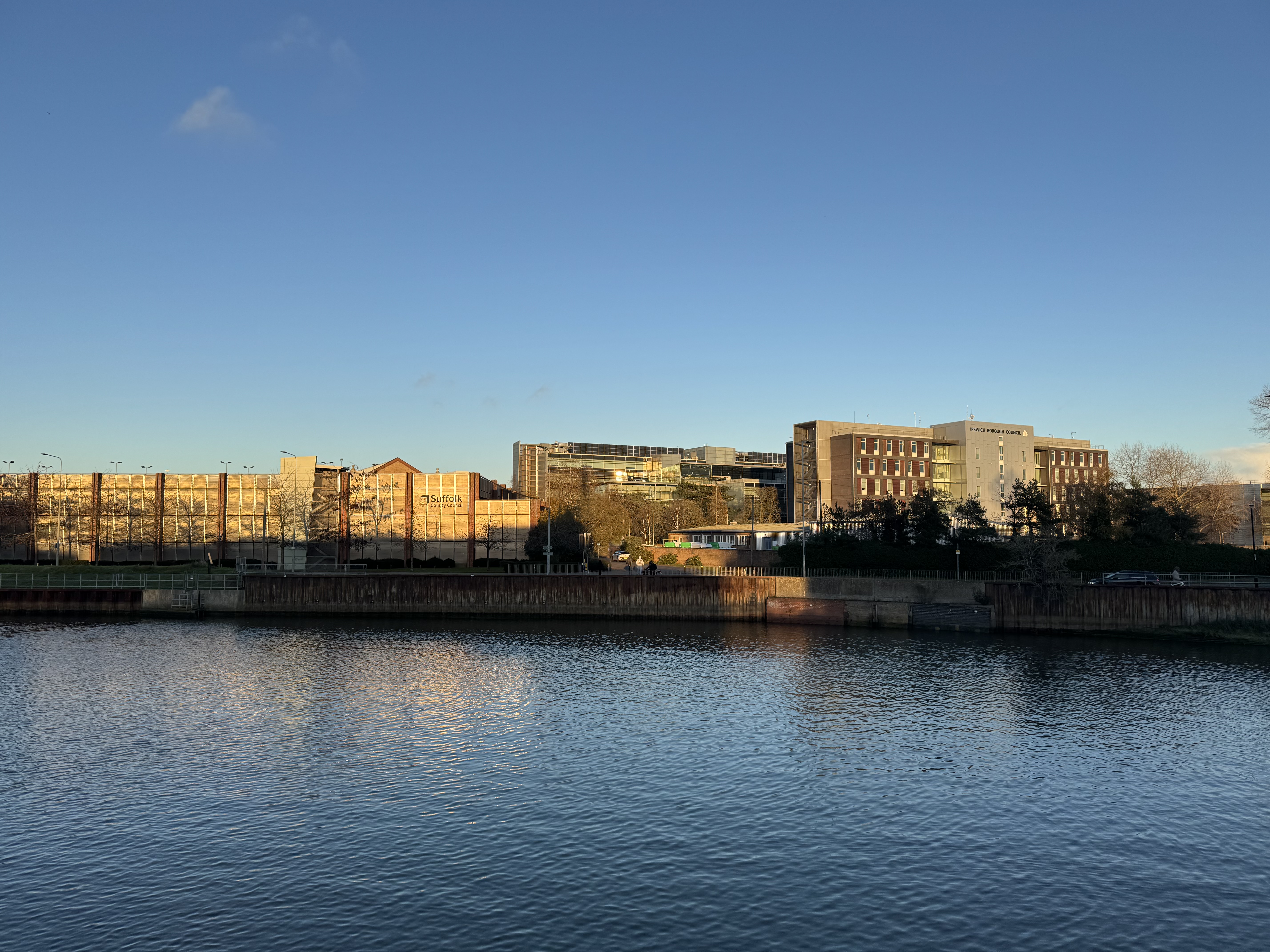 A view of the council buildings from the River Orwell in Ipswich