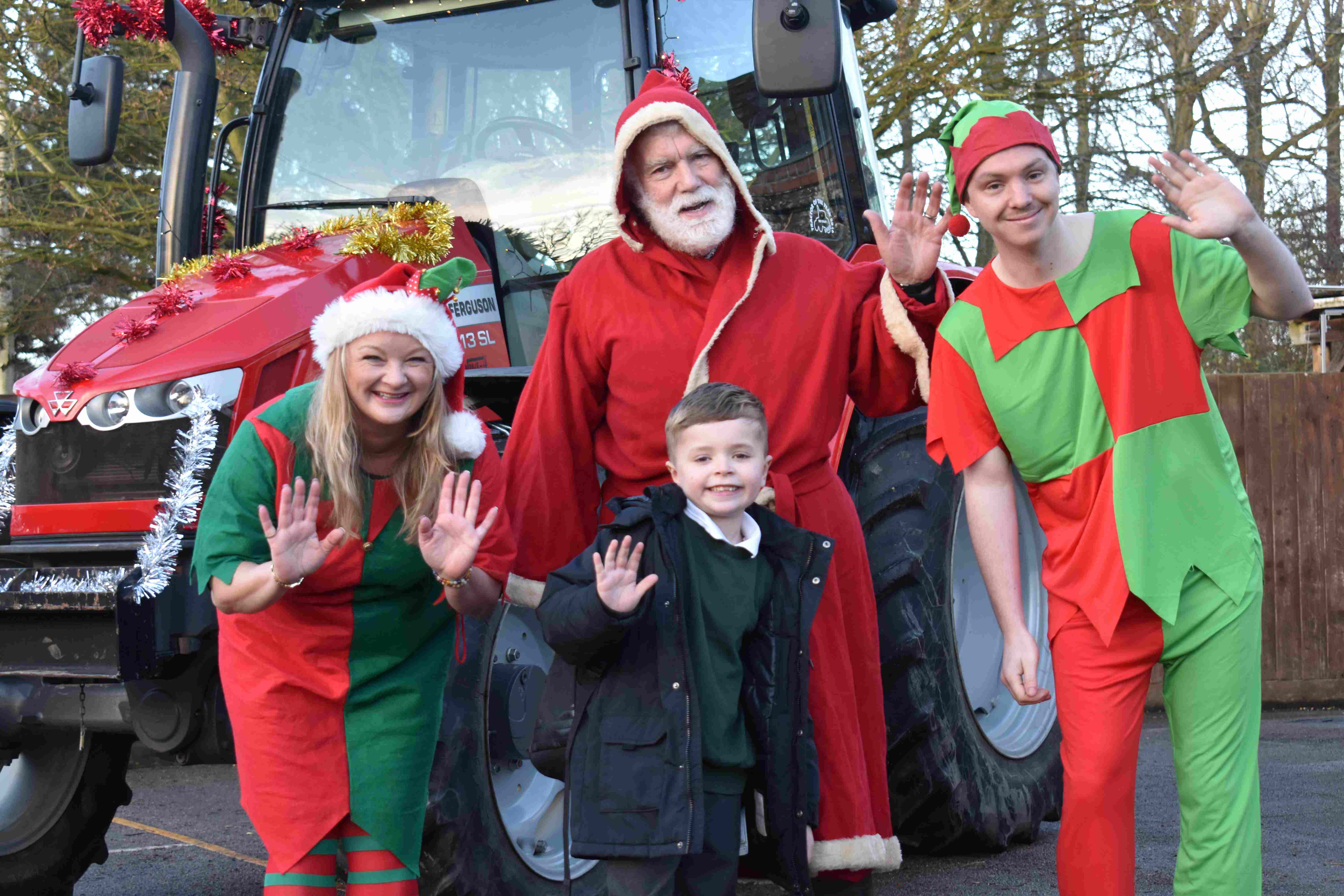 Santa and schoolchildren