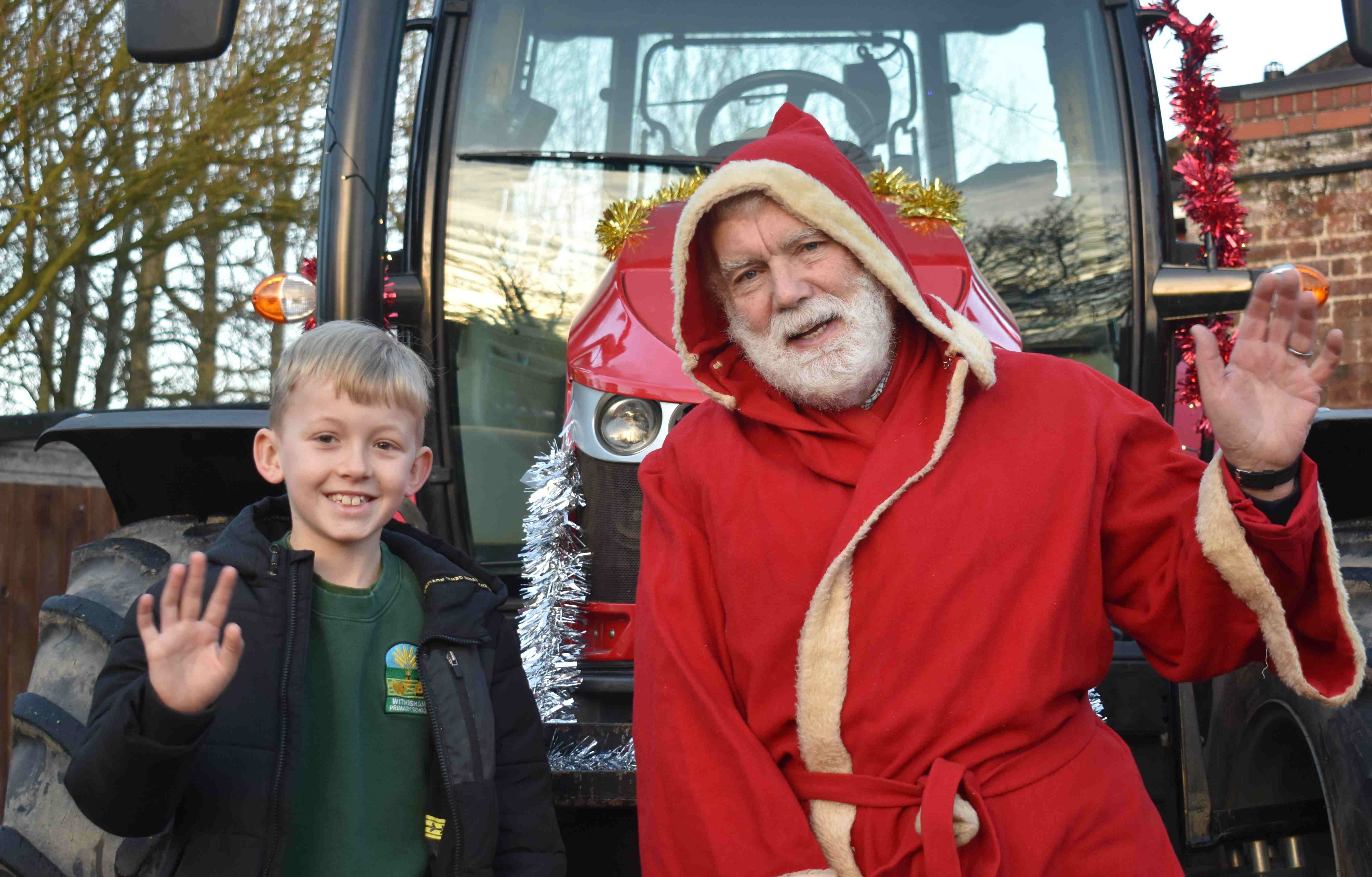 Santa and schoolchildren