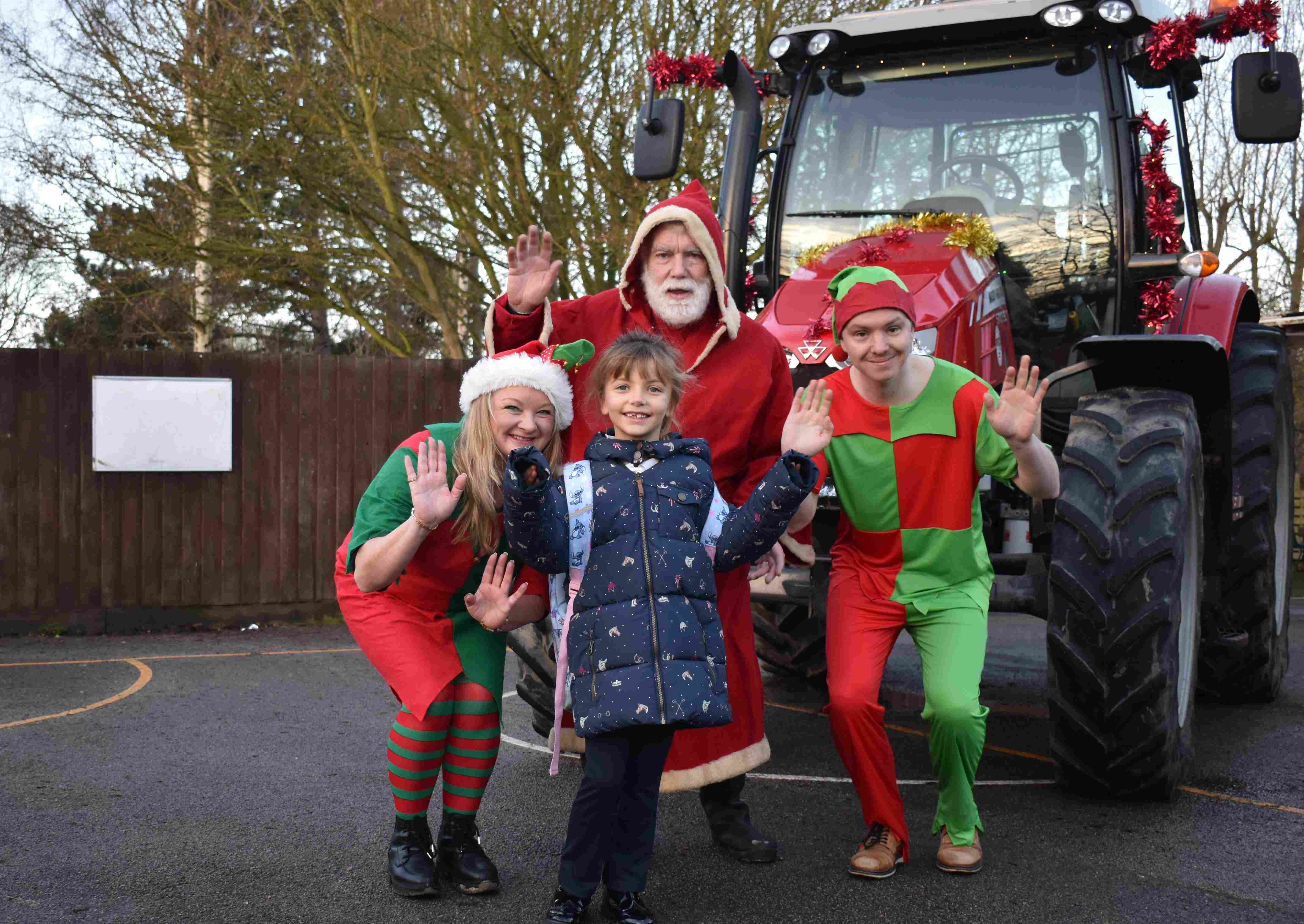 Santa and schoolchildren