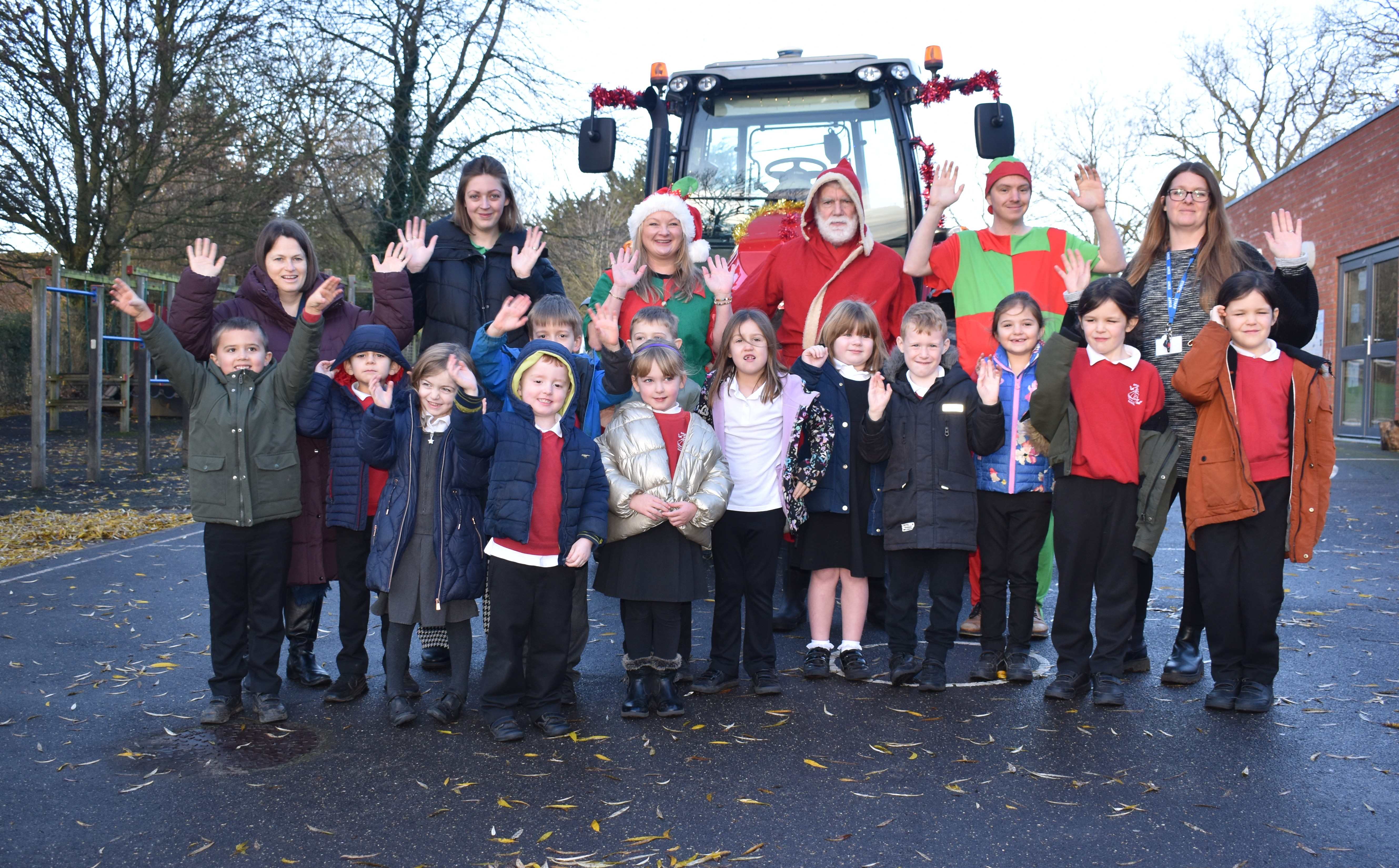 Santa and schoolchildren
