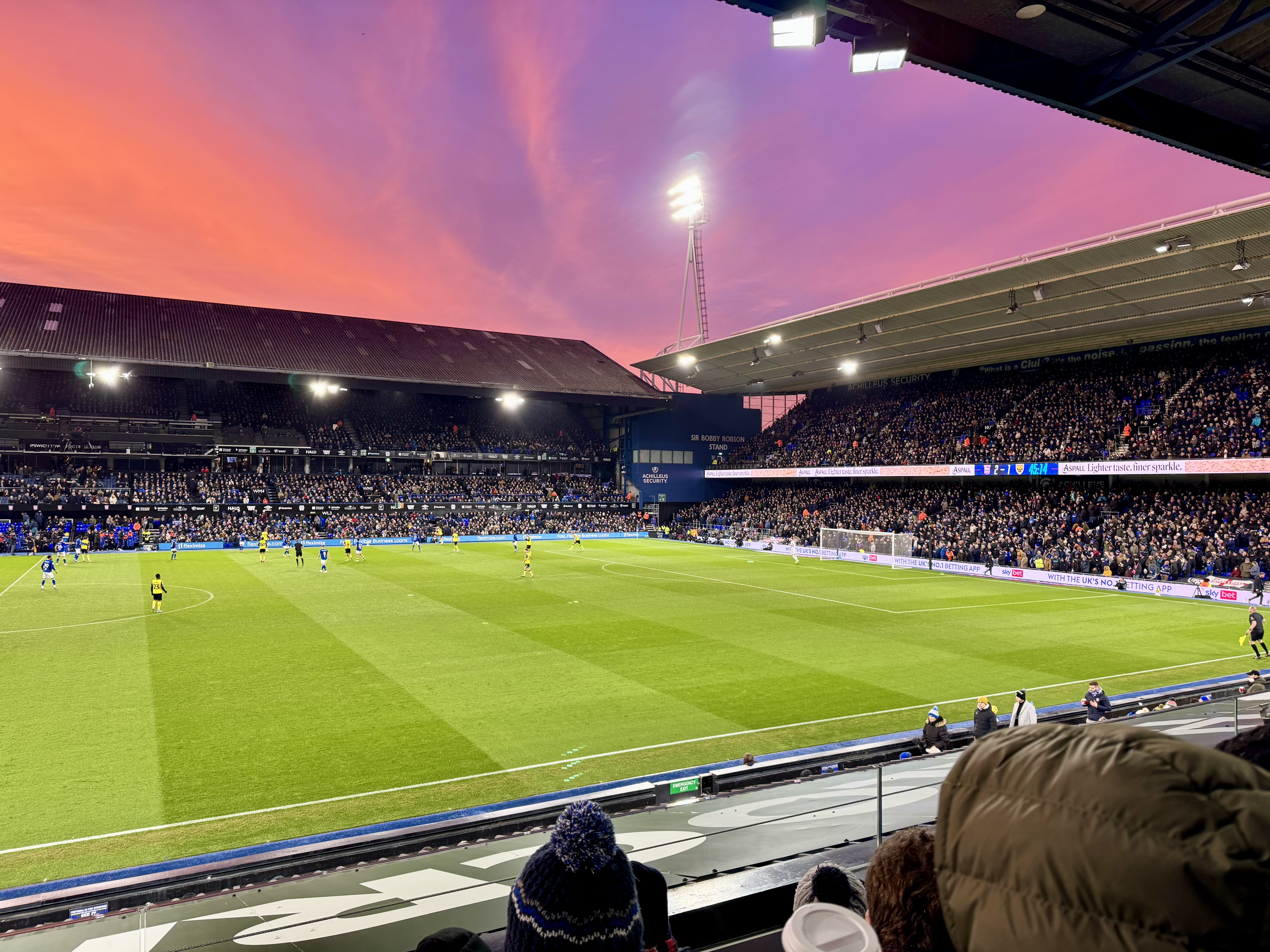 Town beating Oxford at Portman Road under a beautiful sunset