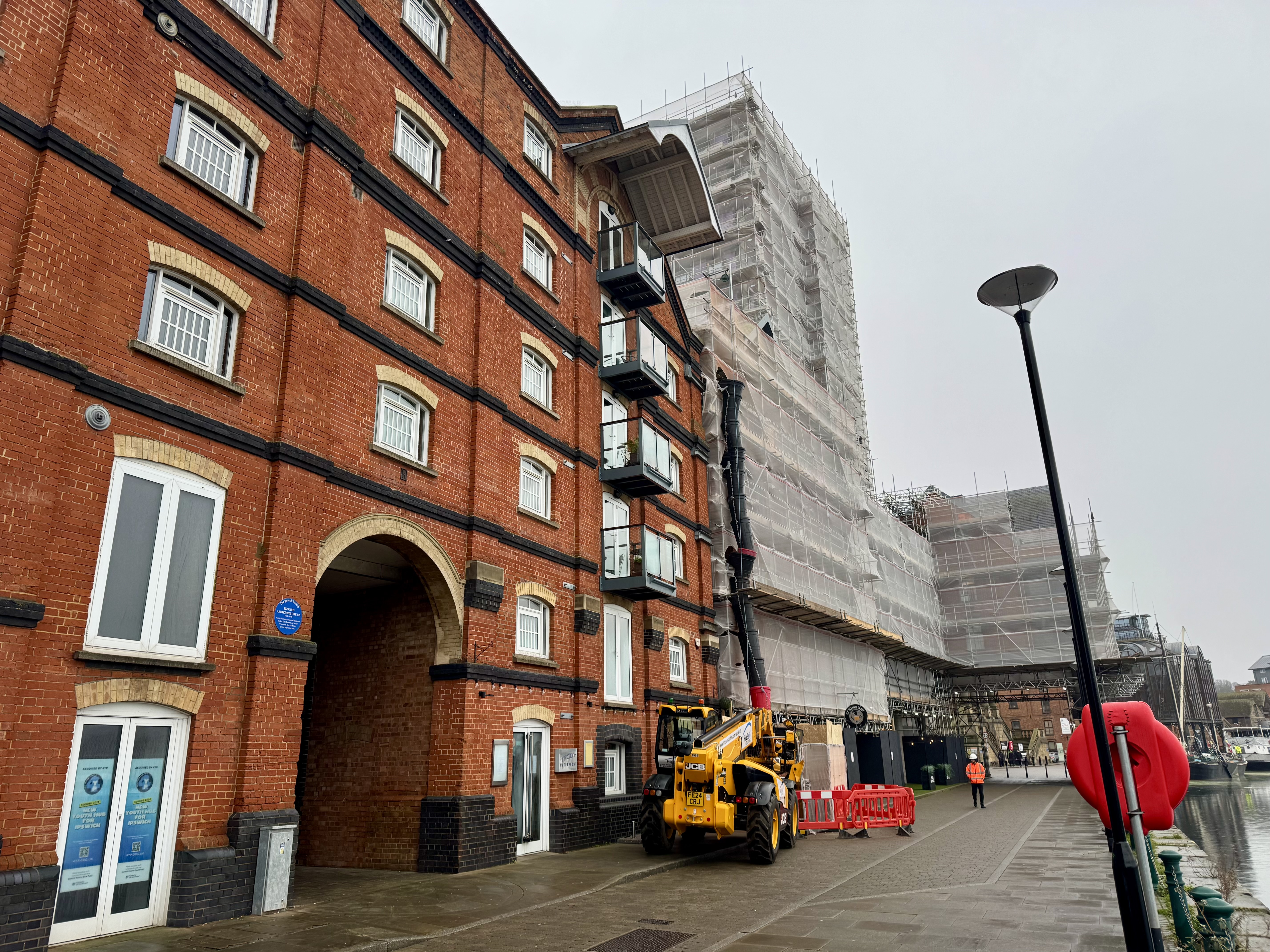 The building on Regatta Quay where remedial works are taking place