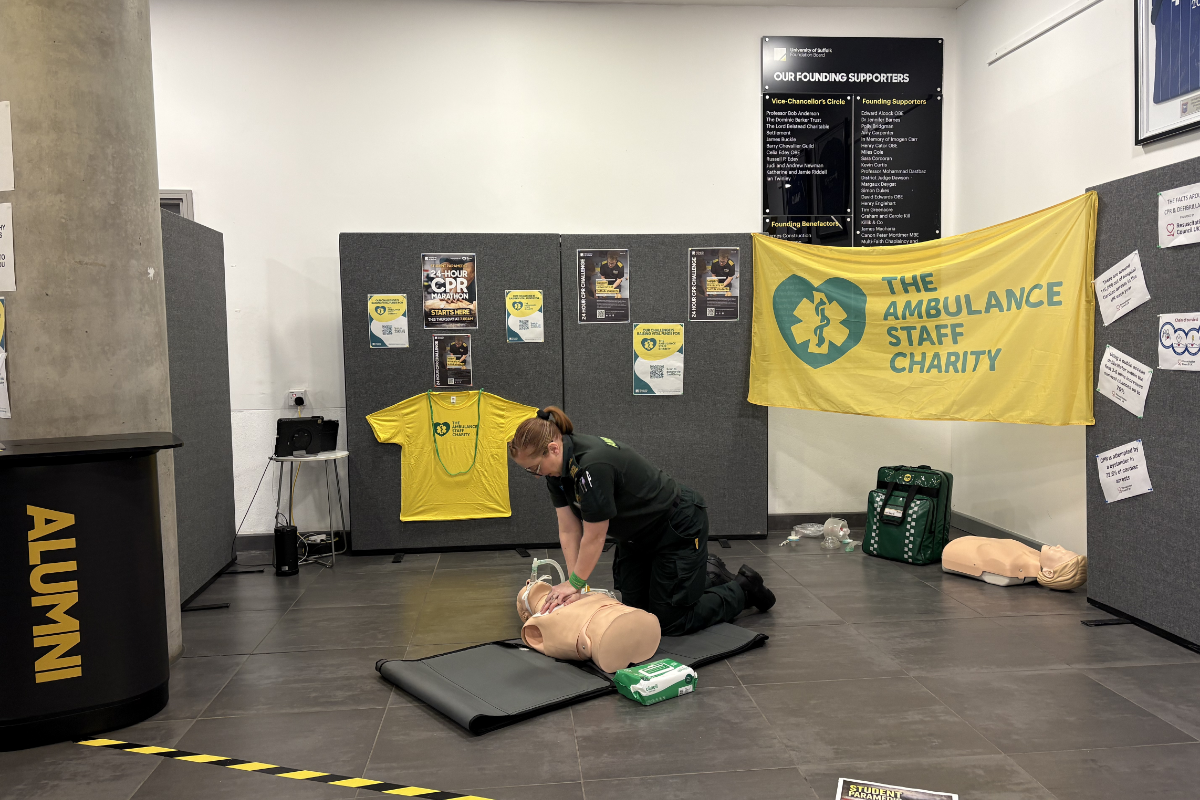 Students at University of Suffolk taking part in the 24 hour CPR marathon