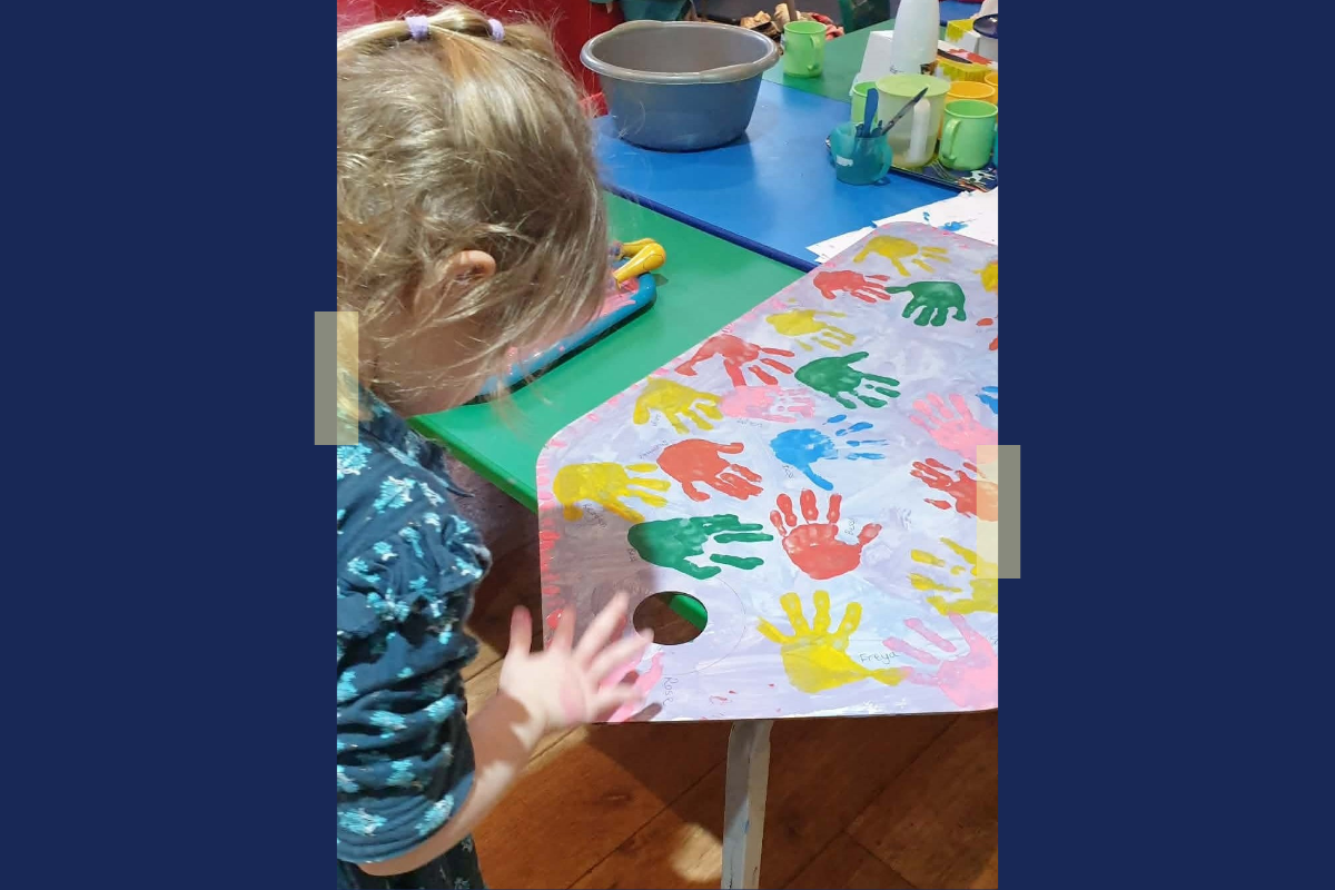 Easton Pre-School pupils working on their label. It is one of 150 which have been decorated to represent lived experience of disability, and themes of access, visibility, and representation. They will be displayed in the foyer of The Hold as part of the exhibition.