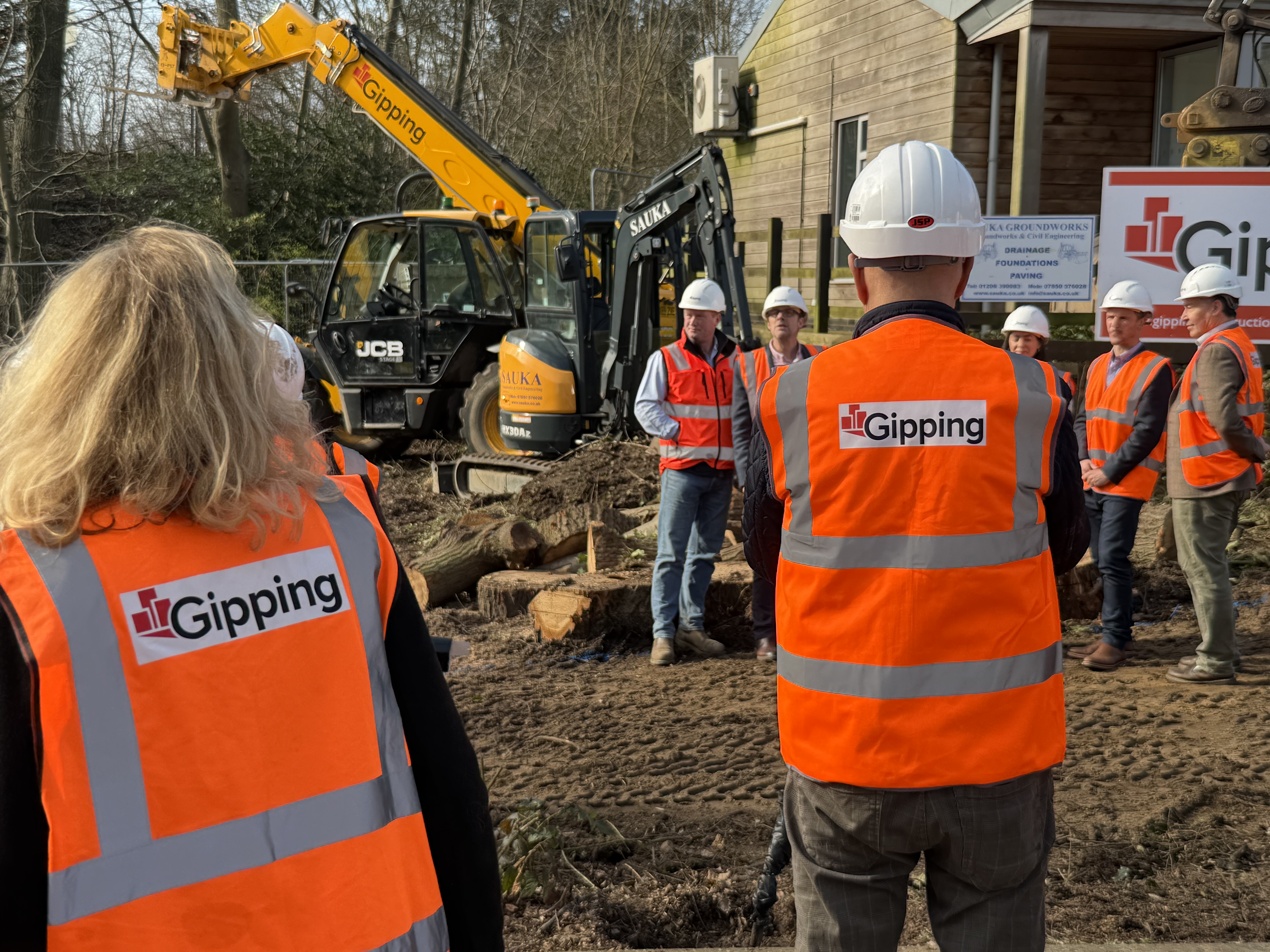 Construction workers on site at the Treehouse
