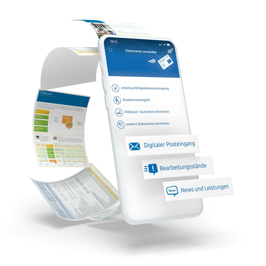 Vusualisierung der BKK Linde Service App 