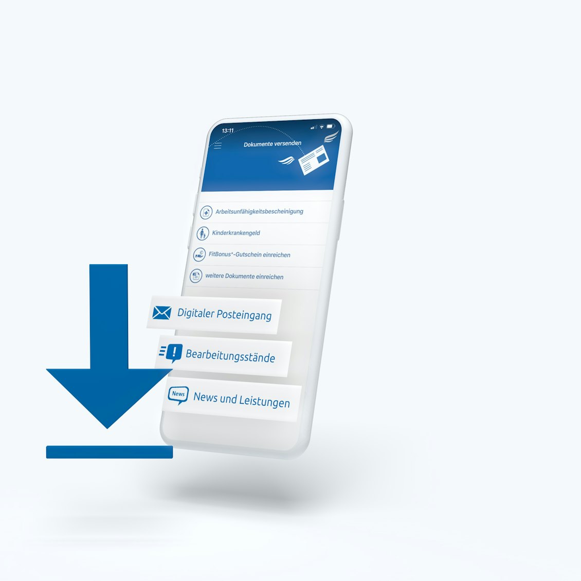 Grafik Download Service App Grafik mit Download-Symbol der BKK Linde Service App