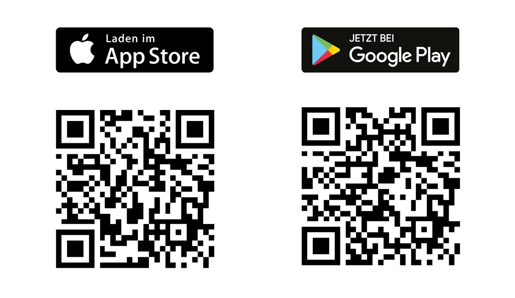 QR-Codes zum Download der ePA für Apple und Android 