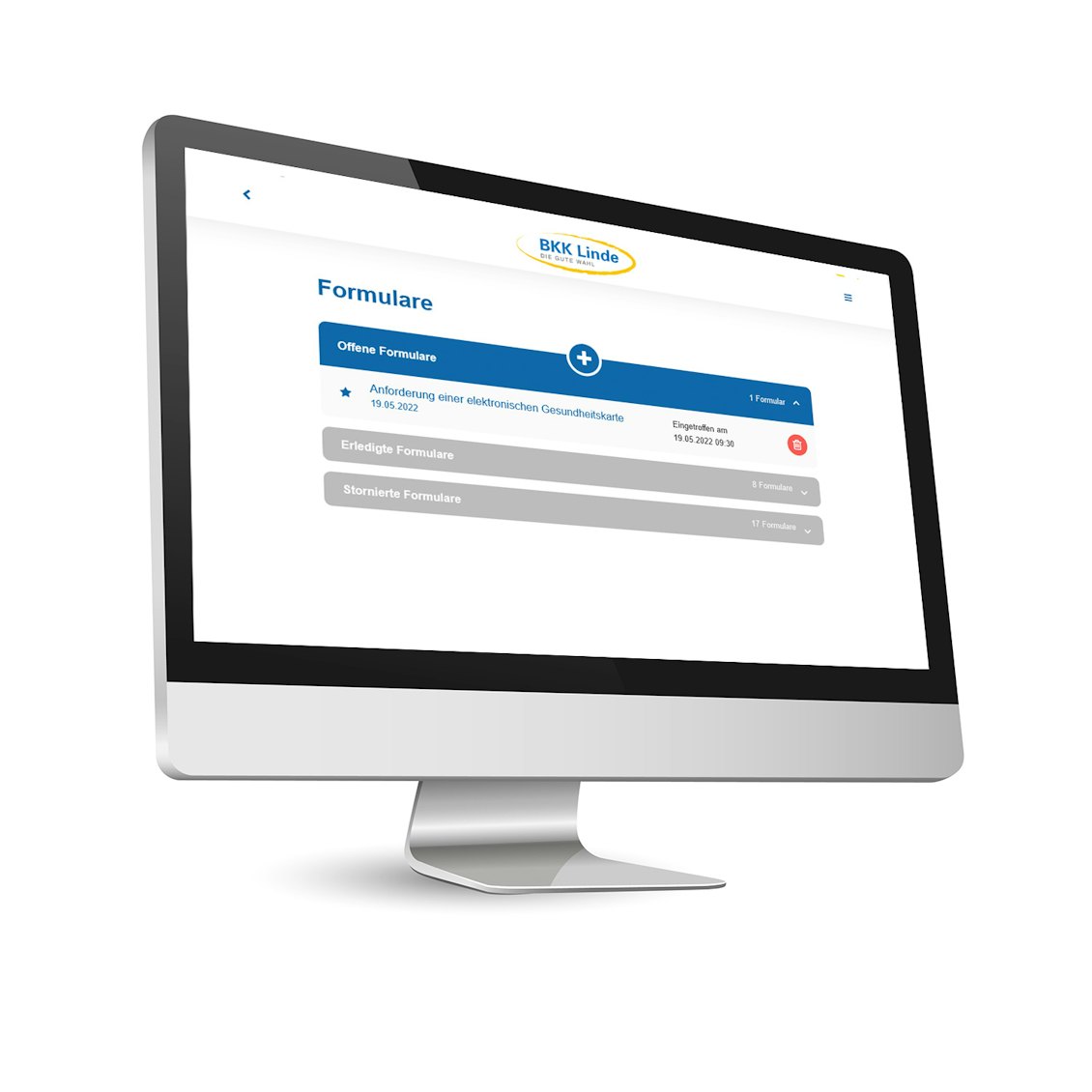 eFormular Screen Screen vom eFormular auf einem Bildschirm