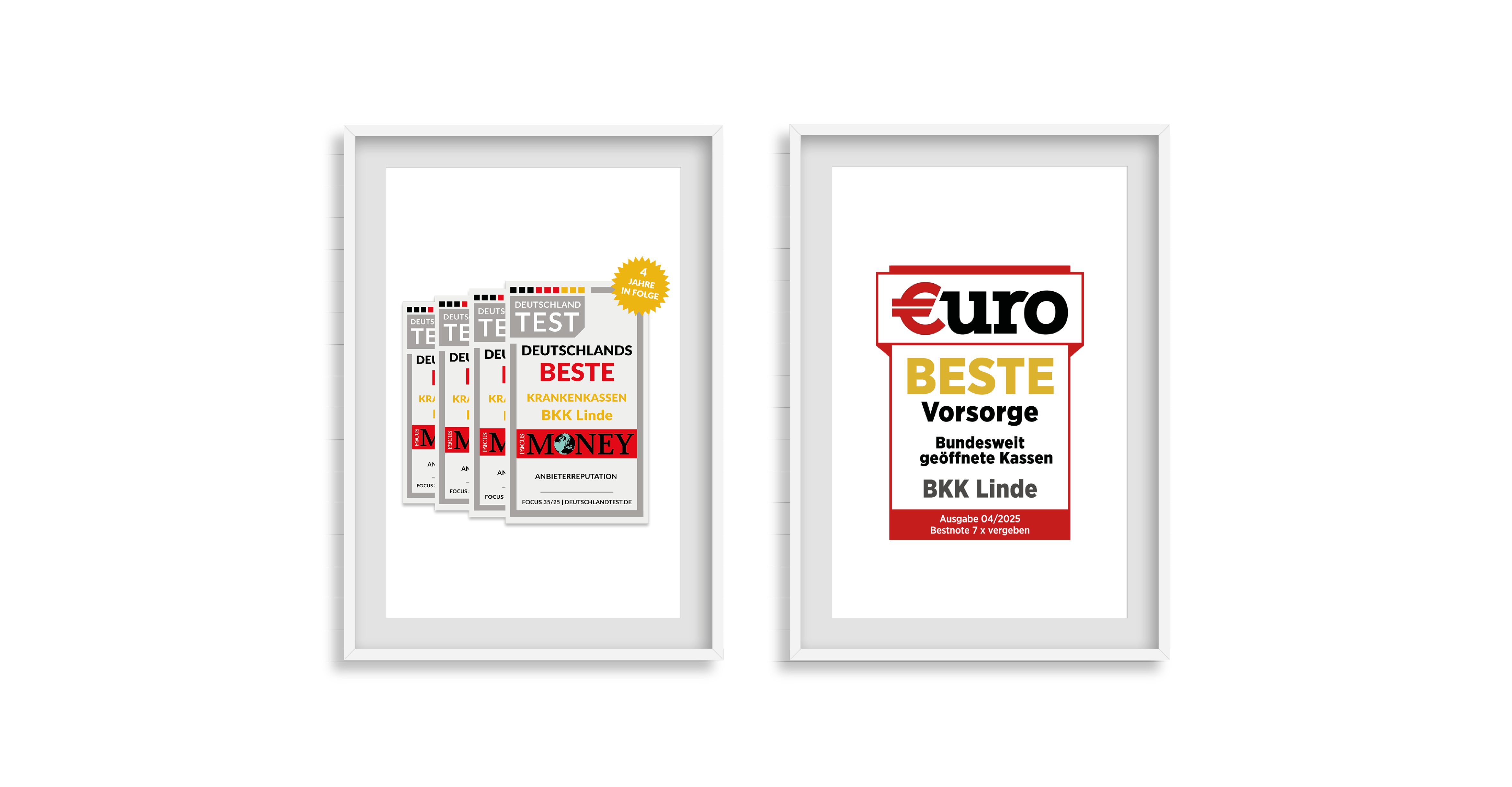 Siegel-Auszeichnung Beste Krankenkasse von FOCUS Money und Beste Vorsorge von Euro-Magazin