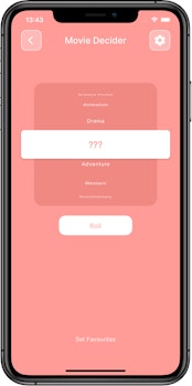 Screenshot showing movie decider randomiser