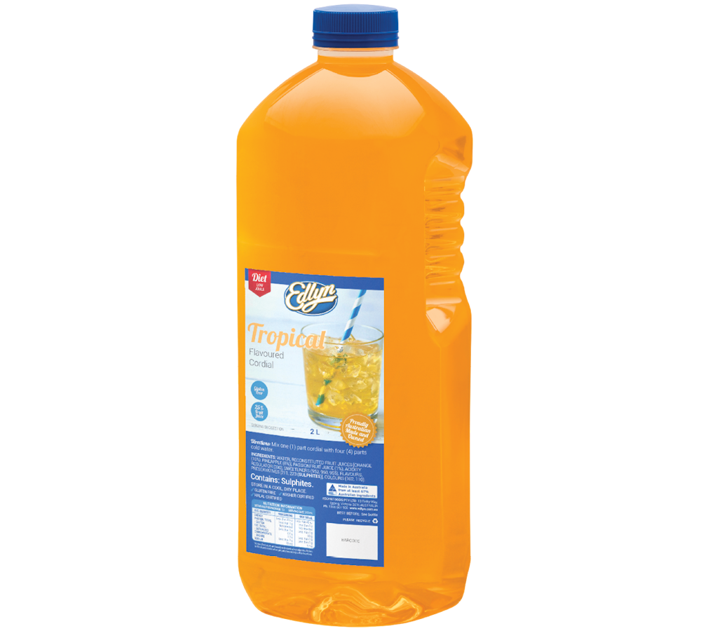 Edlyn Raspberry Cordial Diet Cordial Tropical 2Lt Bulk Online | Edlyn Foods