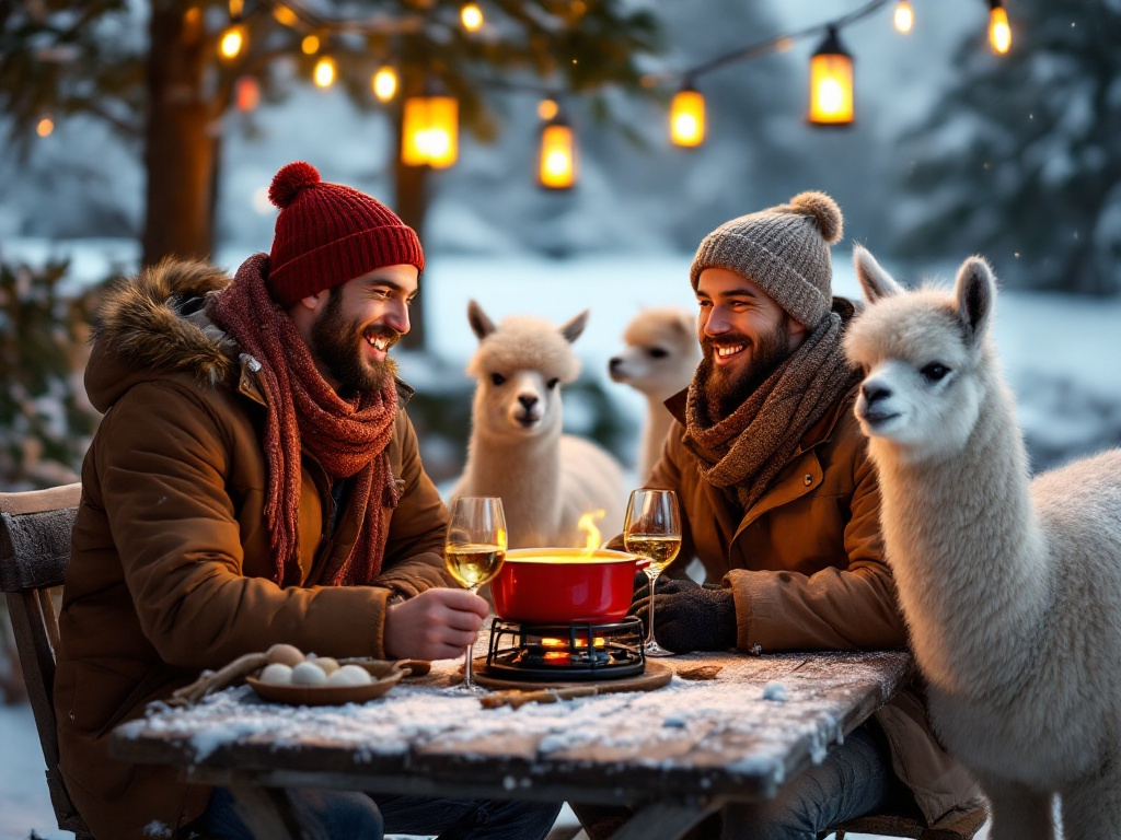 Image for Fondue surrounded by alpacas