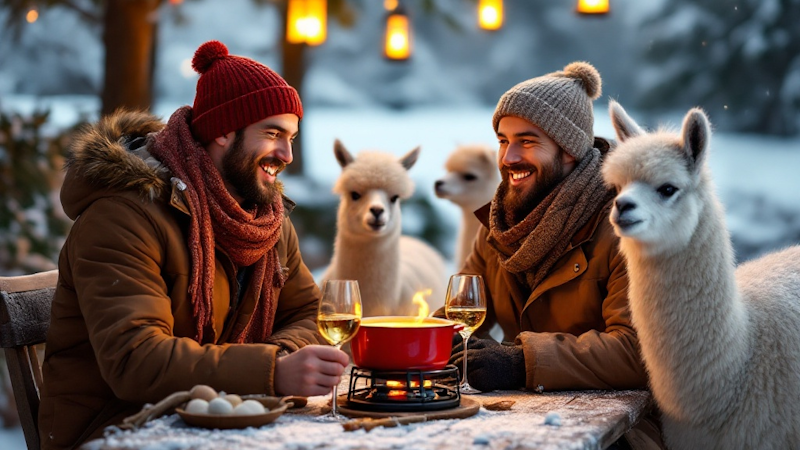 Fondue surrounded by alpacas Image for Fondue surrounded by alpacas