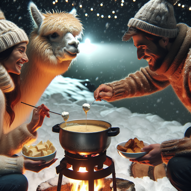Fondue surrounded by alpacas Image for Fondue surrounded by alpacas