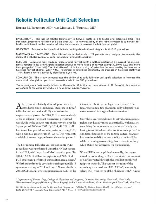 Robotic Follicular Unit Graft Selection