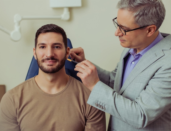 Dr. Wolfeld and patient during treatment