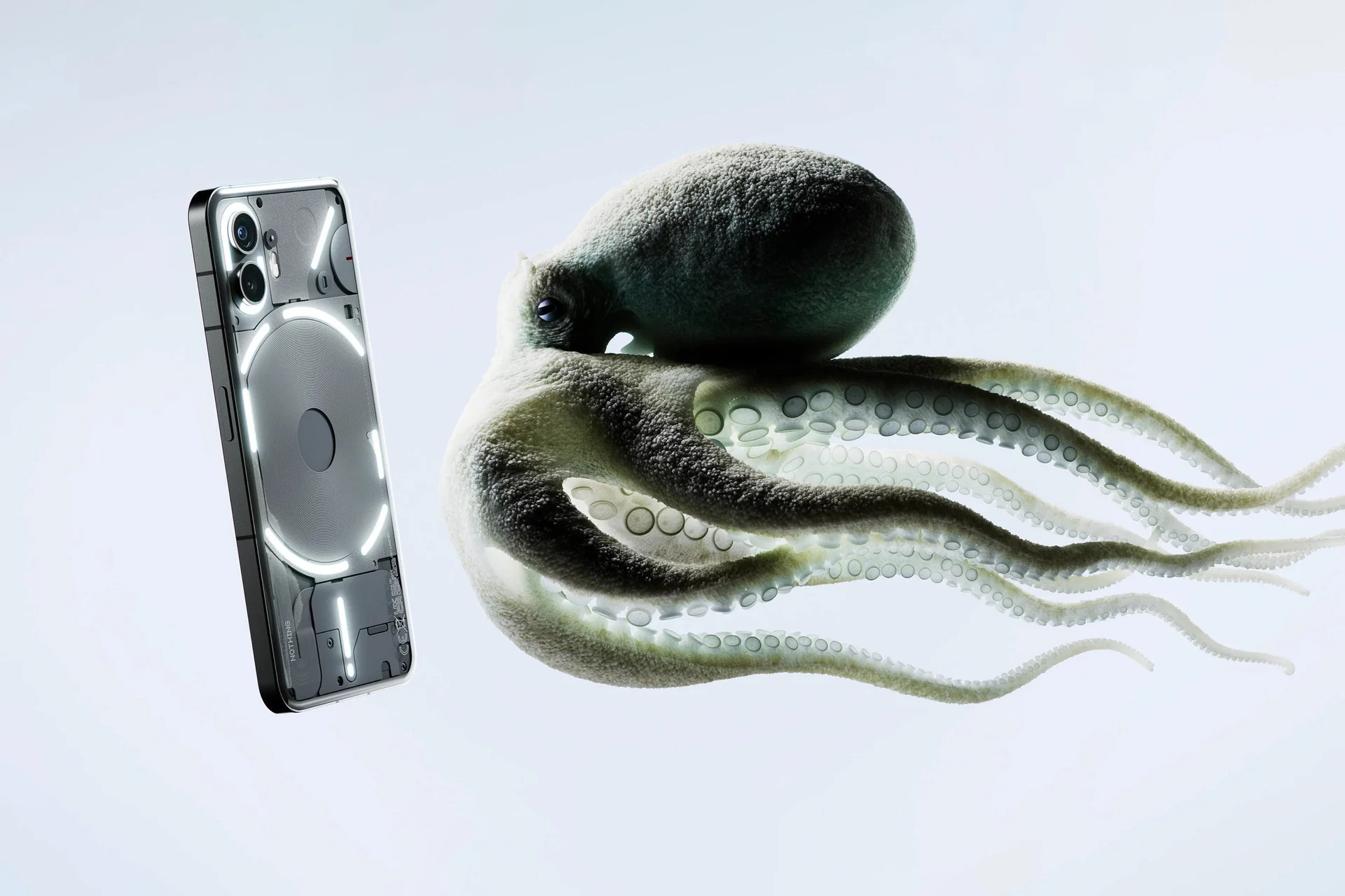 A render of the Nothing Phone(2) with octopus