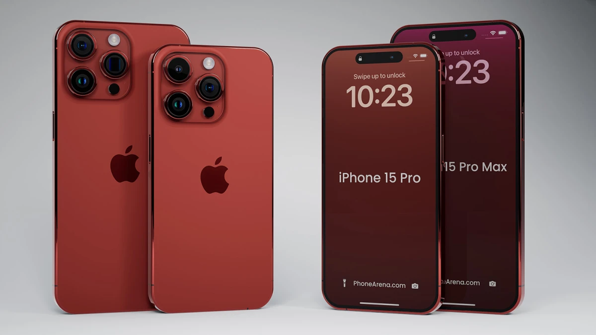 A rendering of the front and rear of an iPhone 15 Pro