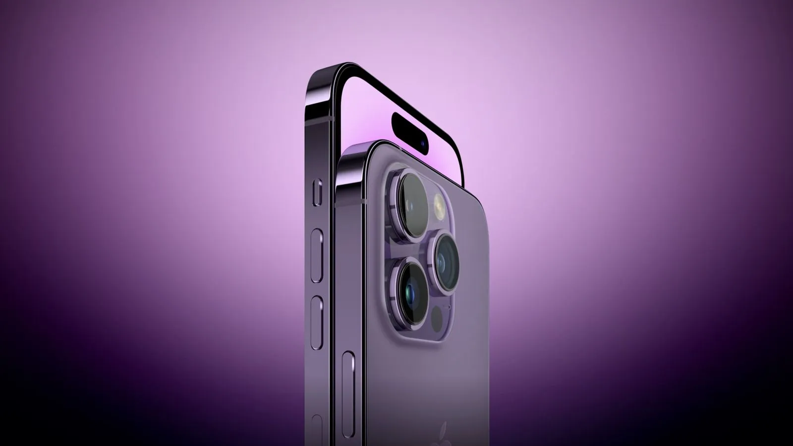 A rendering of a purple coloured iPhone 15