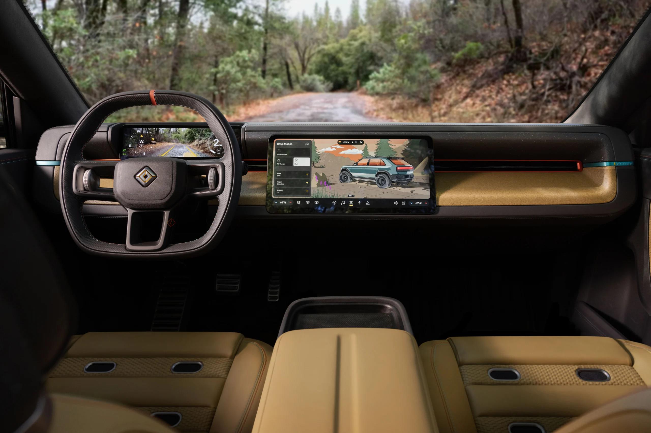 View of the Rivian RX3 cockpit
