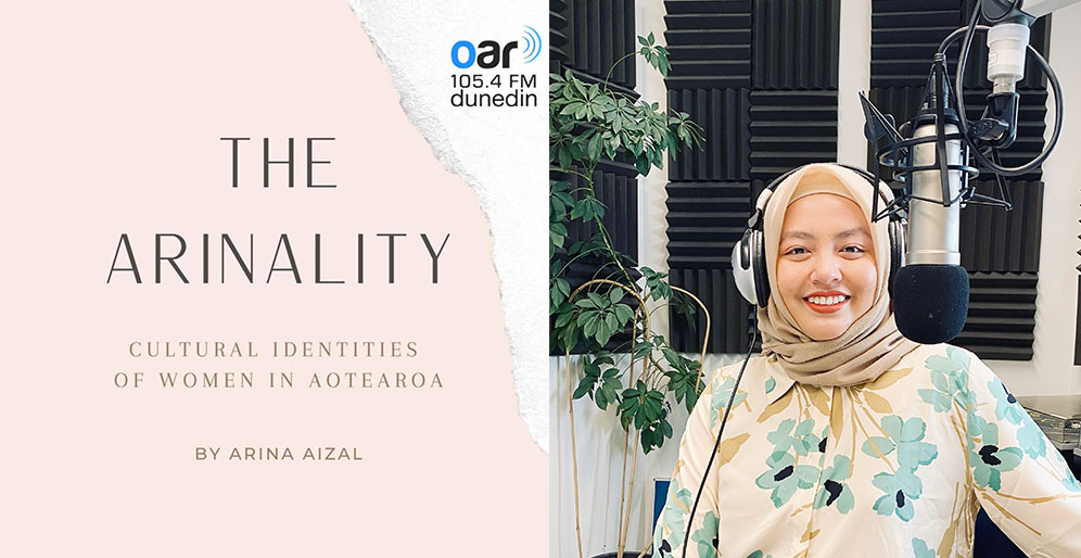 An image with a photo of Arina next to the logo for her podcast