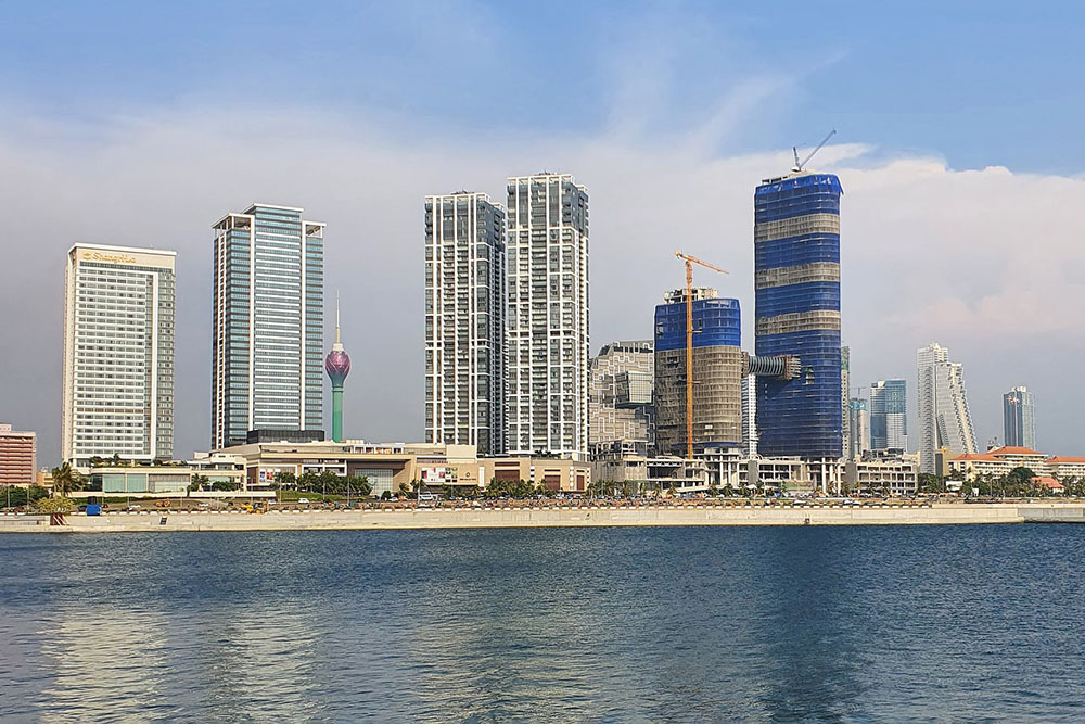 Complete and under-construction buildings buildings on Colombo seafront