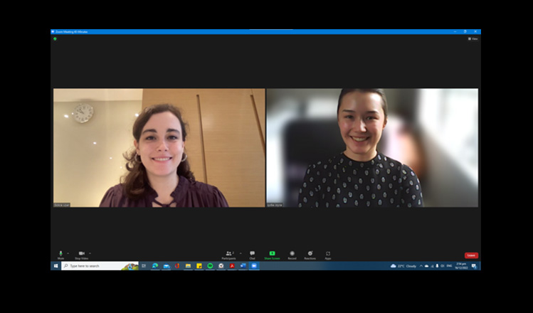 Two woman on screen during an online meeting