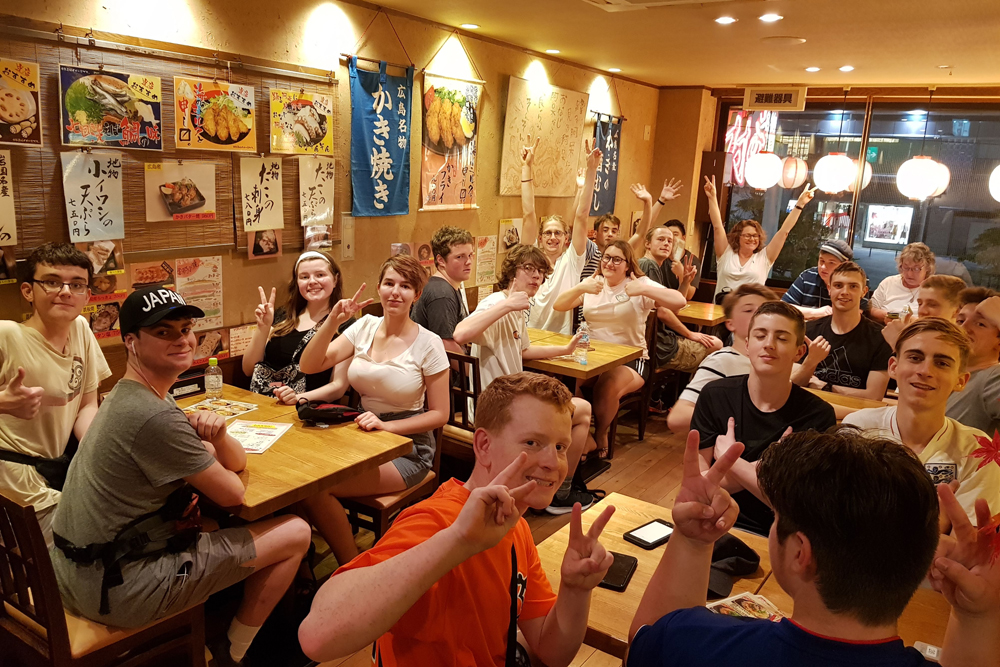 The Kapiti College students dining at a restaurant