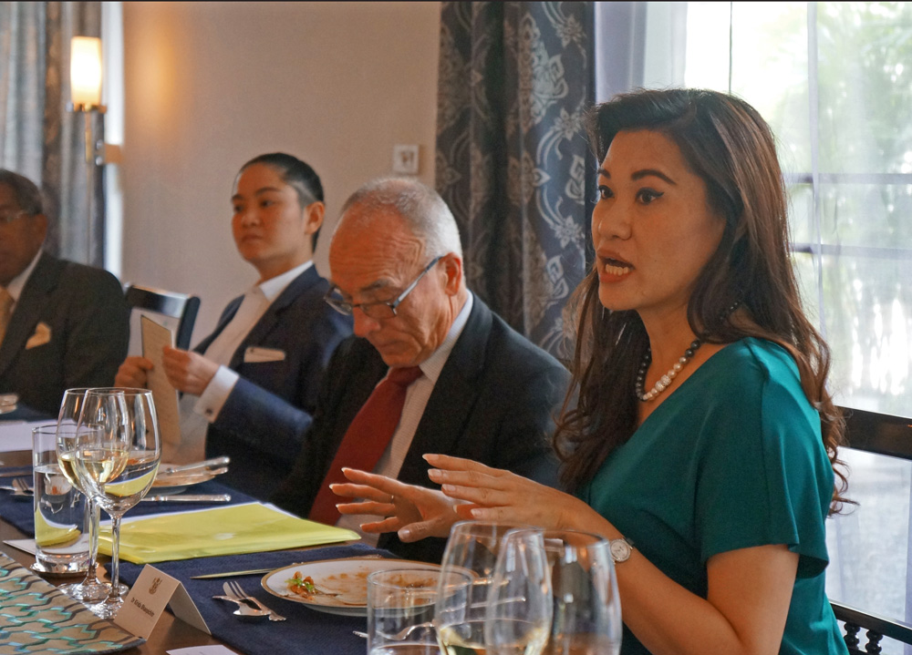 a woman addressing a meeting