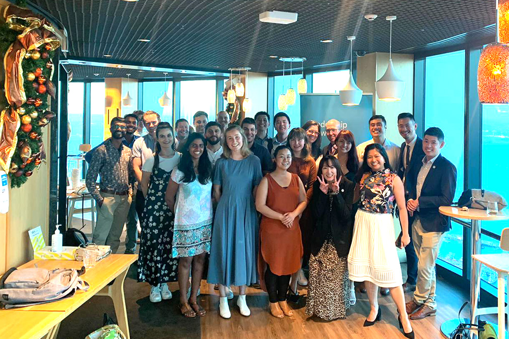 A group of Leadership network members in the Auckland Skytower