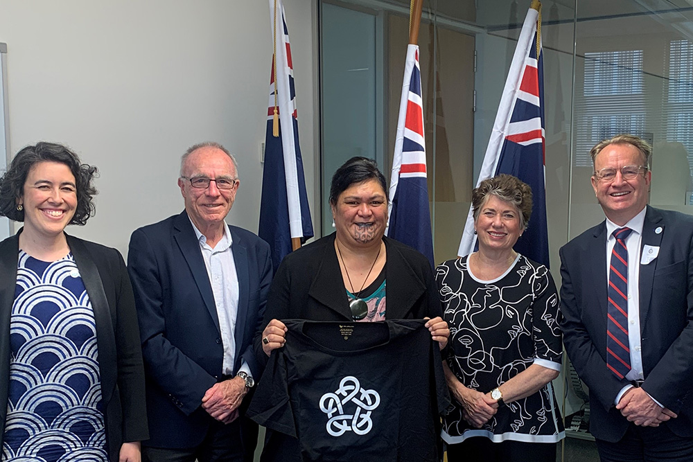 Leadership Network member Claire Achmad, Board member Simon Murdoch, Hon Nanaia Mahuta, Hon Dame Fran Wilde and Asia New Zealand Foundation executive director Simon Draper