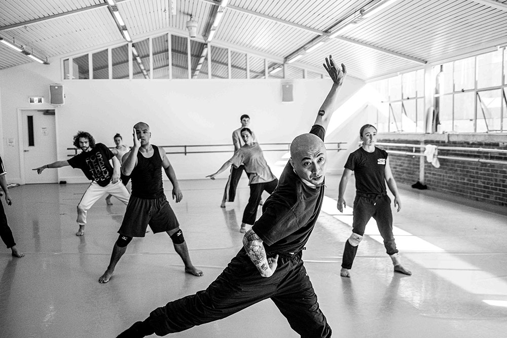 Dancers in a studio practising their moves