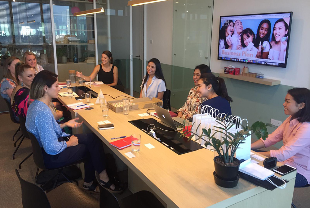 The group meeting with make up company Muka and Co