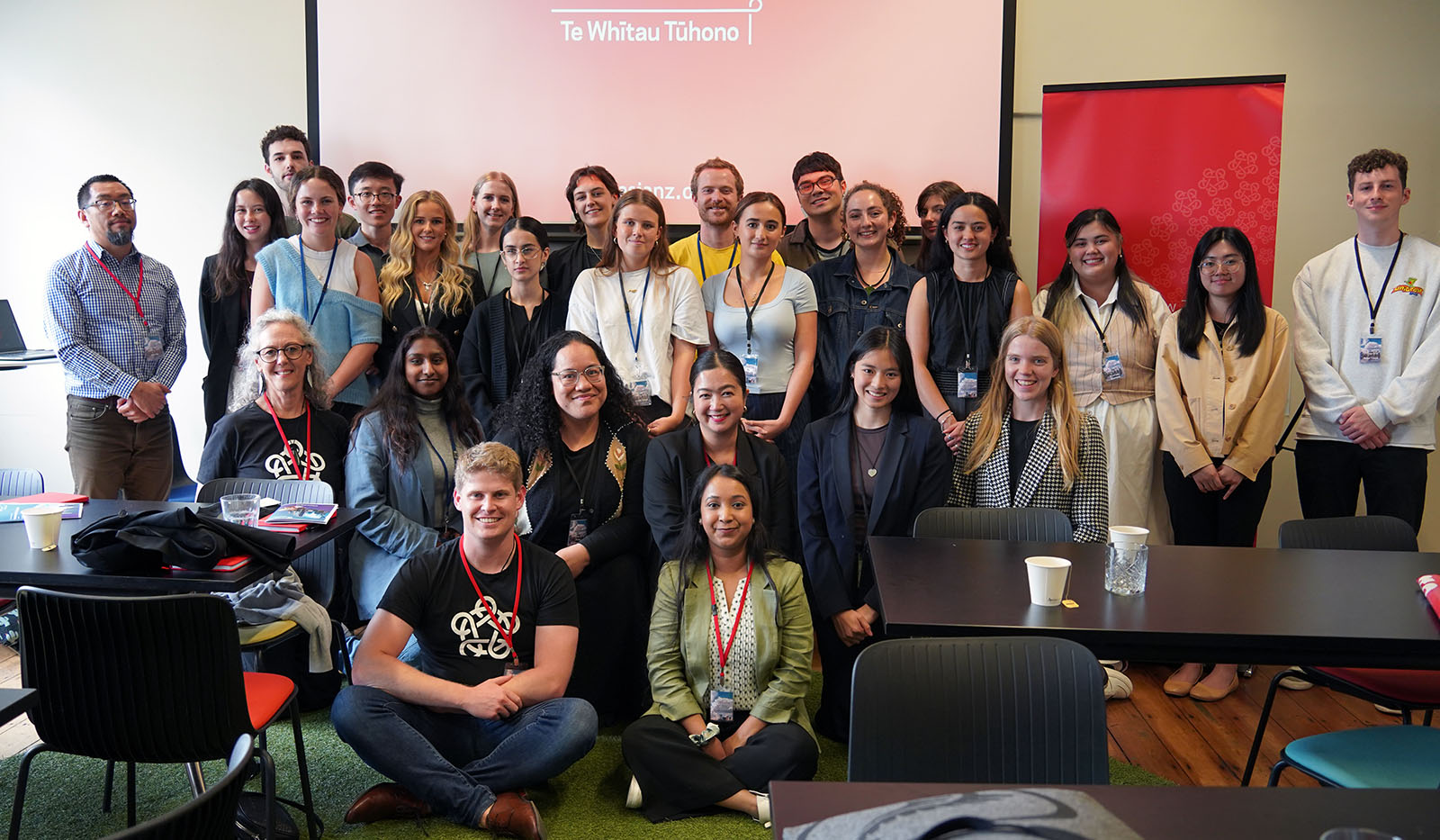 All the interns posing for a group photo with Foundation staff