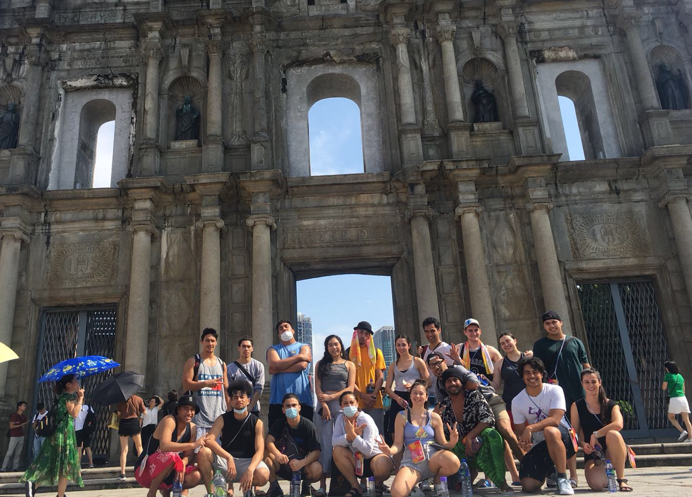 xavier and the manu collective in macau at the ruins of st paul one of the spots the troupe performed