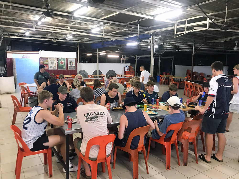 The NZ players dining out at a restaurant