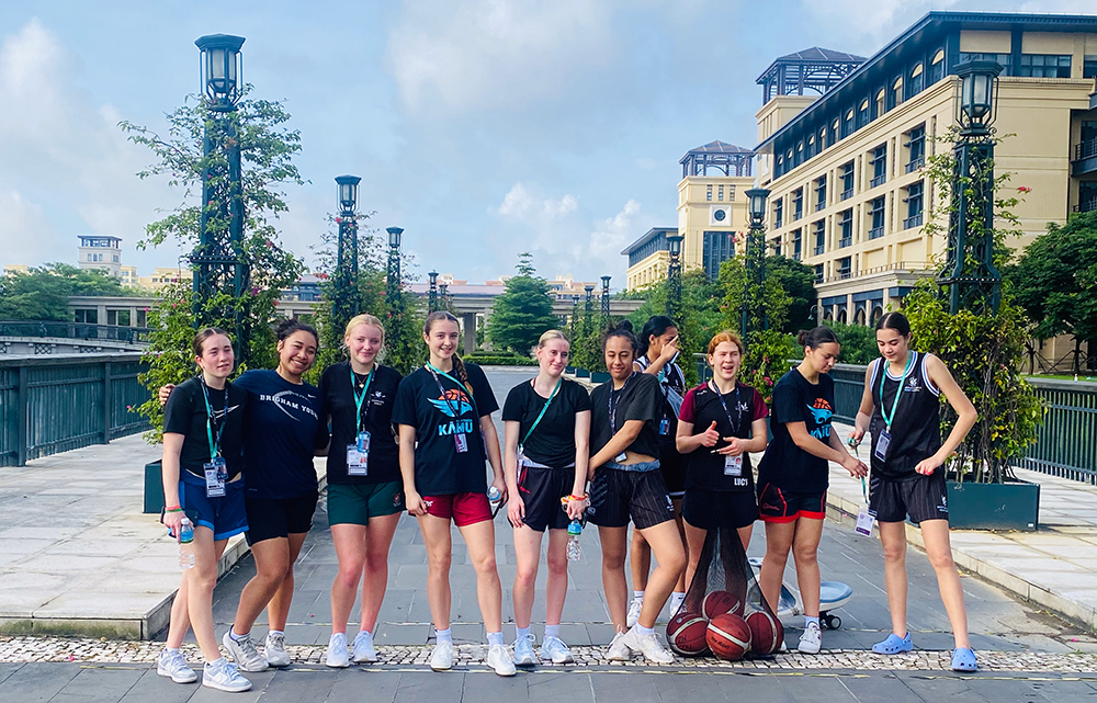 The team standing on the grounds of the University of Macau