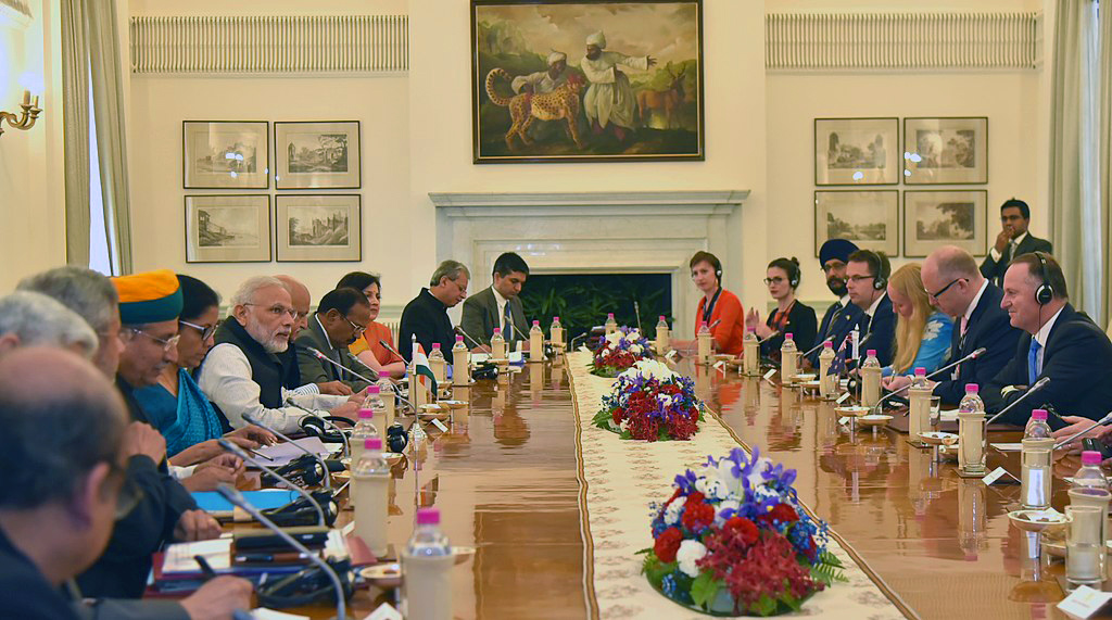 A New Zealand delegation including former Prime Minister John Key in talks with Prime Minister Modi
