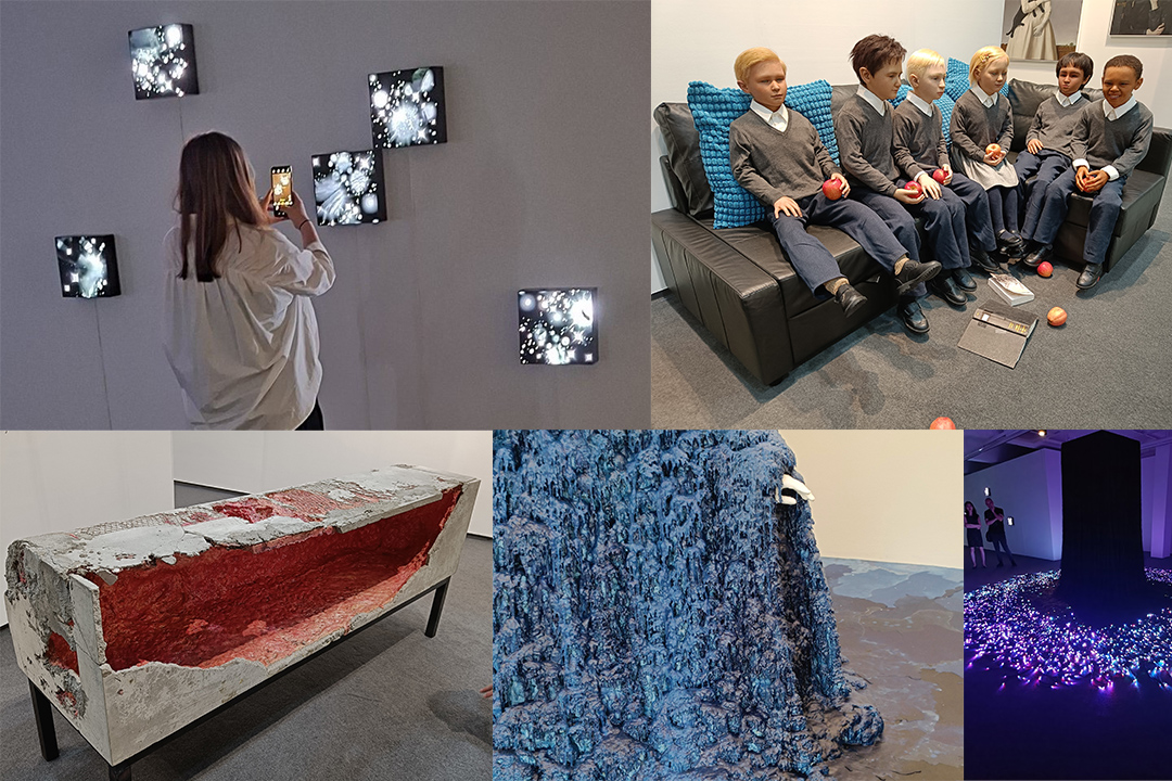 Five photos of installations by artist Doki Kim at Baton Gallery in Seoul