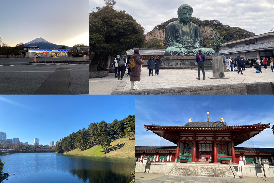A montage of four photos showing various buildings and landscape scenes