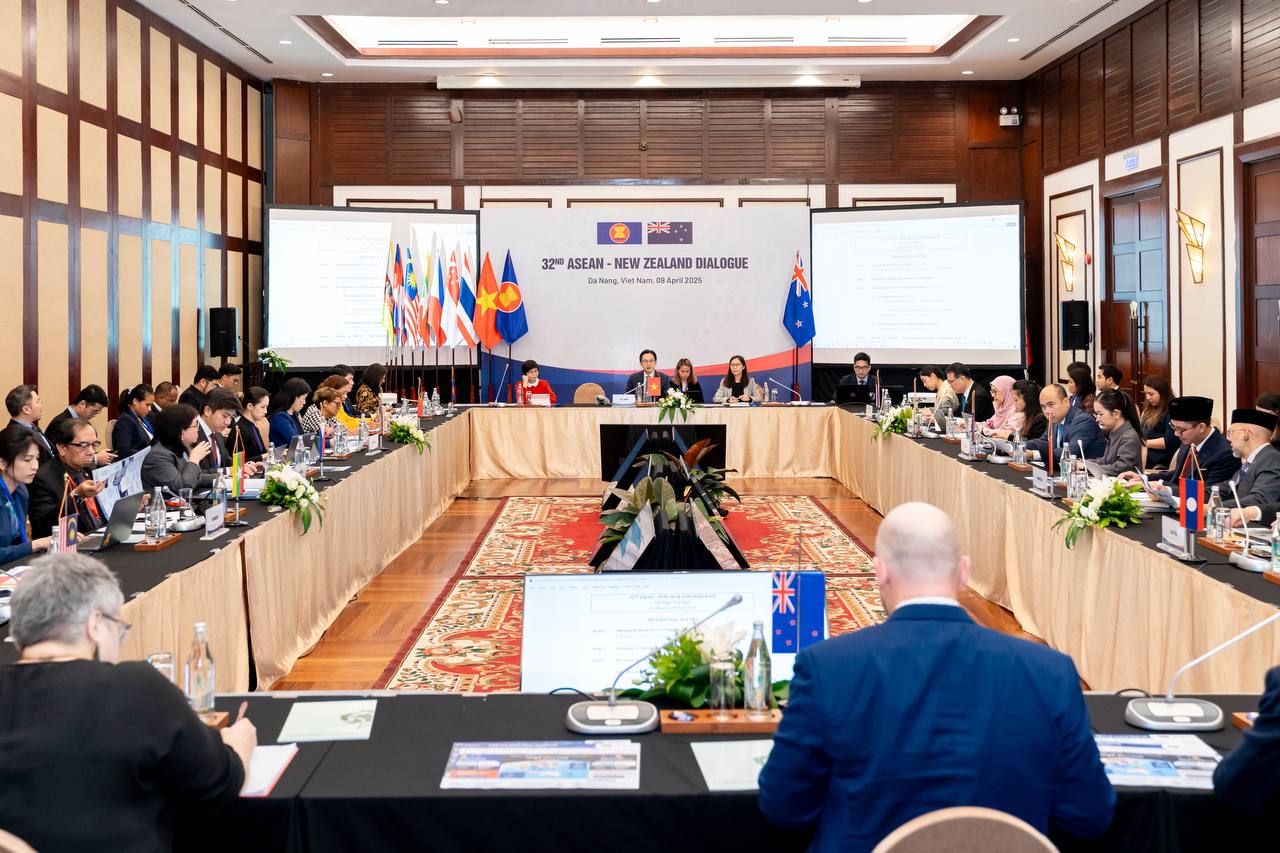 Government representatives from New Zealand and ASEAN countries sitting around a large conference table