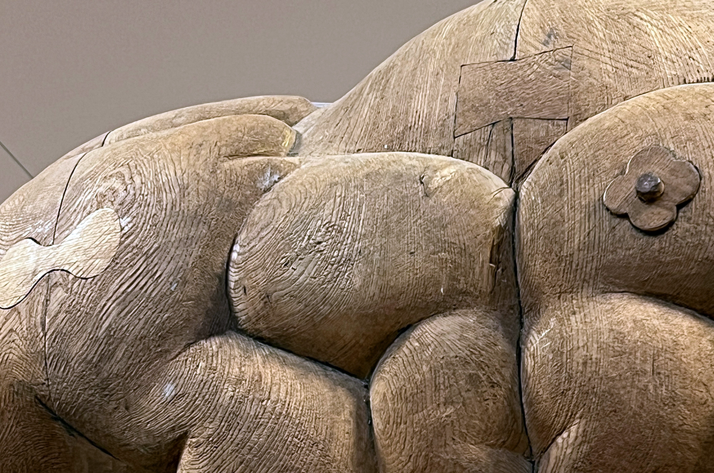 Wood carved into undulating shapes