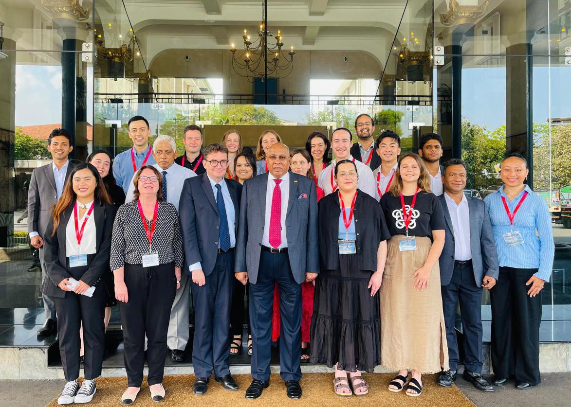 A group photo of The network members meeting with the chairman of multinational conglomerate Hayleys PLC,  Mohan Pandithage, accompanied by New Zealand High Commissioner David Pine