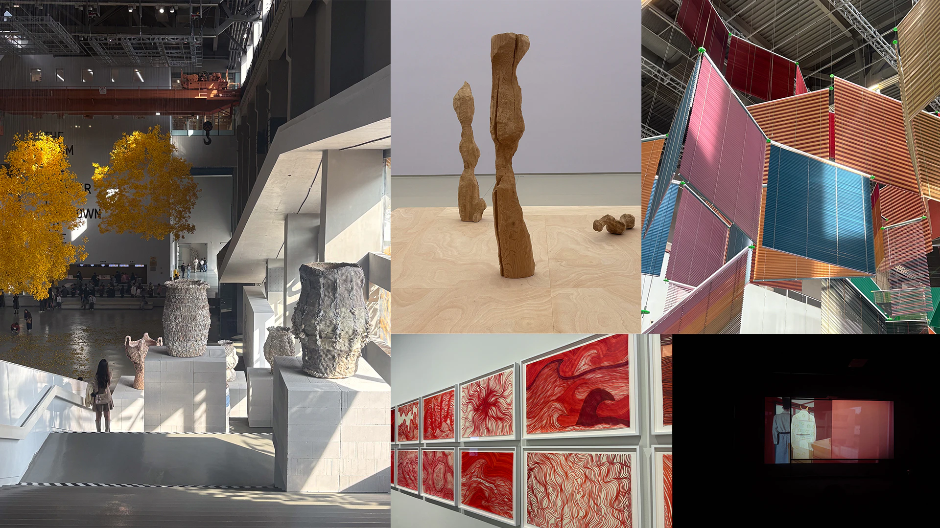 A montage of images of artworks from the Shanghai Beinnale