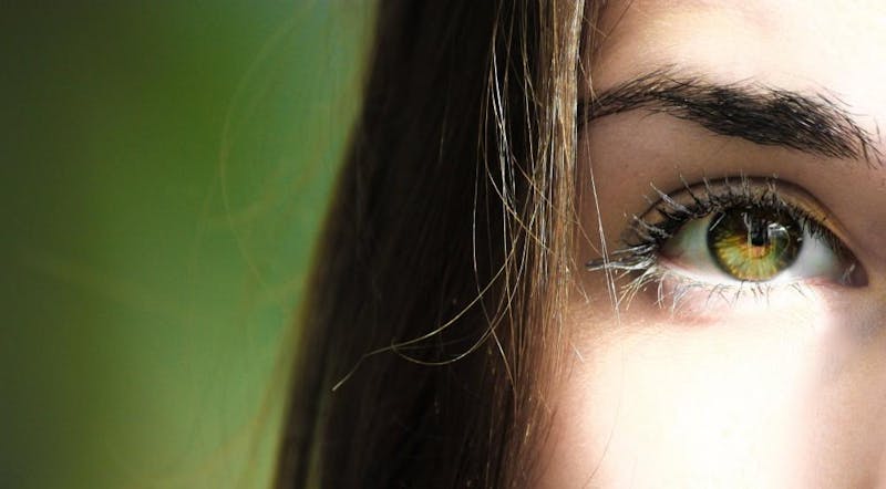 green eye with green background